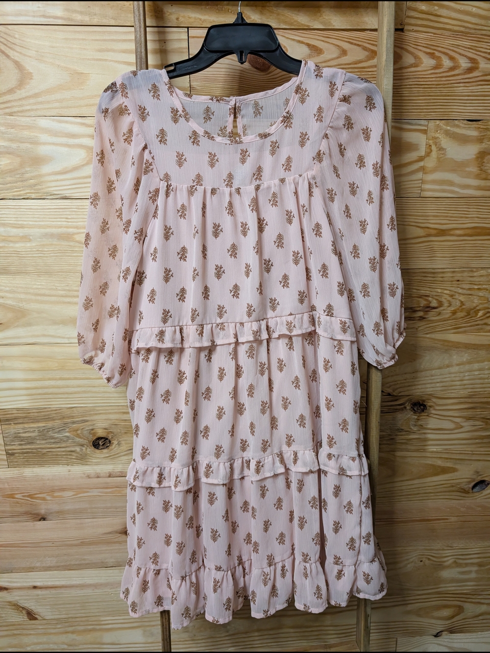 wonder nation Pink Floral Tiered Ruffle Dress
